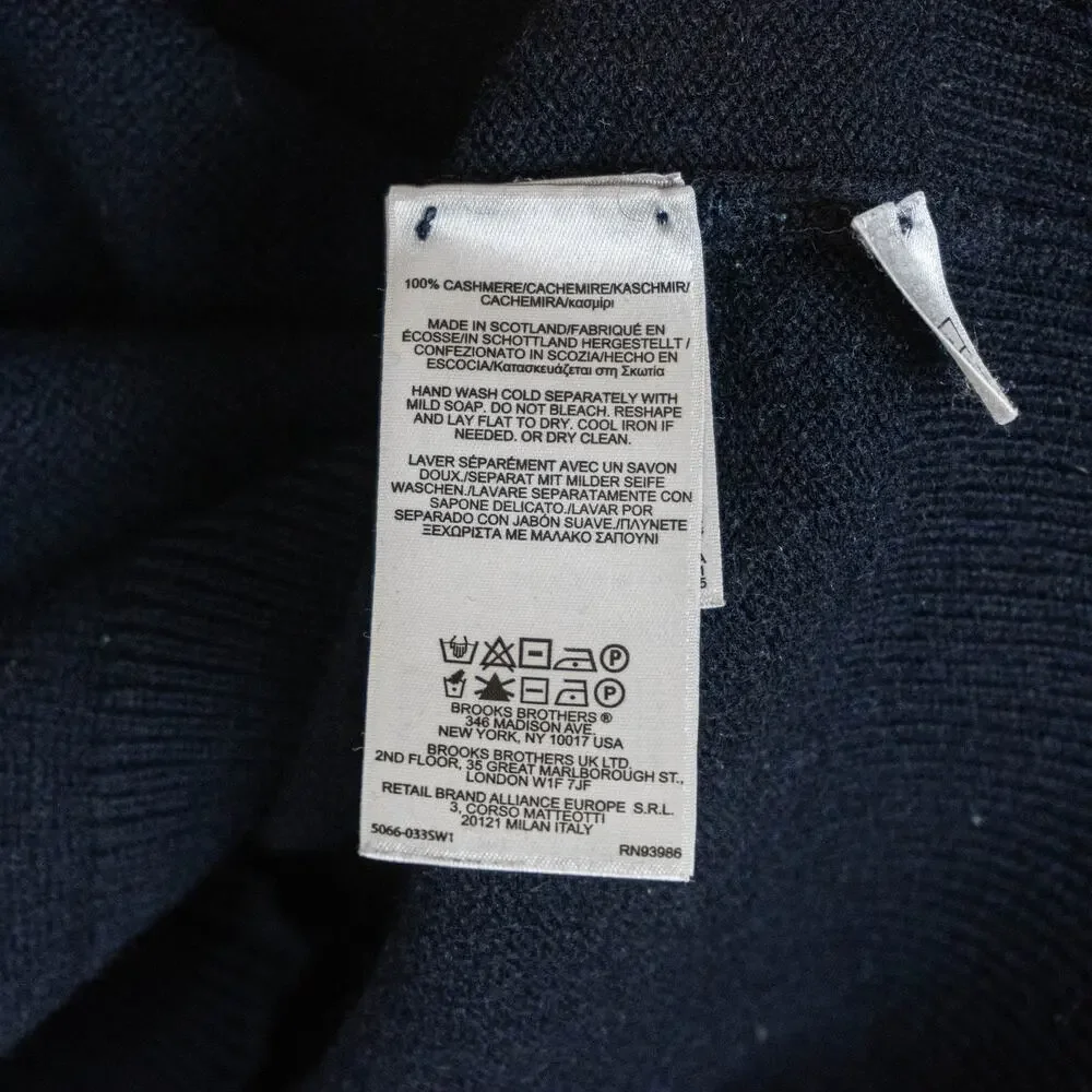 Brooks Brothers 3 Ply Scottish Cashmere Vneck Sweater Dark Navy Medium